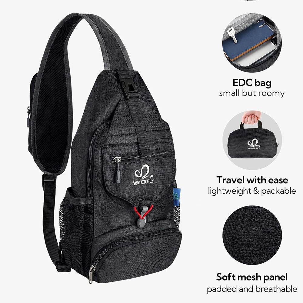 WATERFLY Chest Bag Shoulder Sm - Canvas Backpack Casual 评论和价格